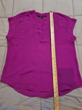 Cynthia Steffe Bright Fuchsia Split V Cap-Sleeve Blouse